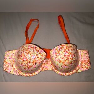 Victoria's Secret Floral Bra with Orange Accents